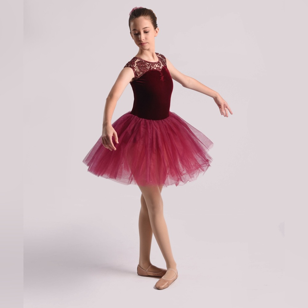 Ballerina Princess Costume - Revolution Dance-wear Burgundy Girls Size: 7-10
